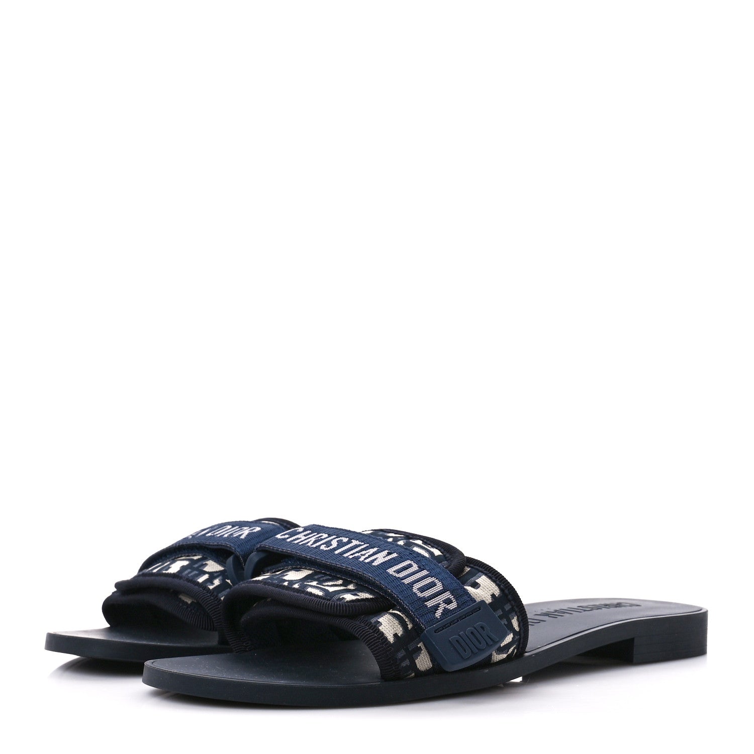 Christian Dior Nylon Oblique Dio(r)evolution Slide Sandals 38 Deep Blue 3 of 10