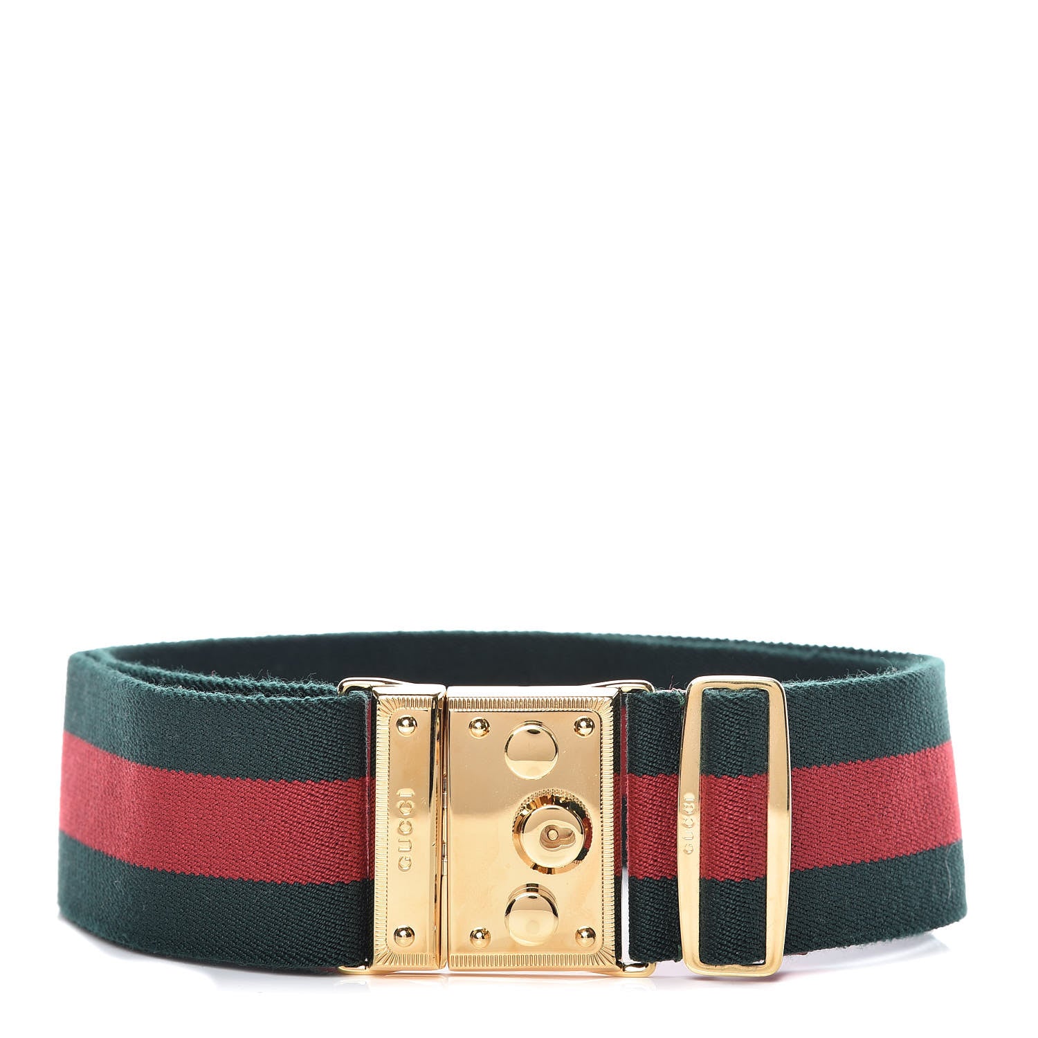 Gucci Canvas Web Belt 85 34 Green Red 1 of 5