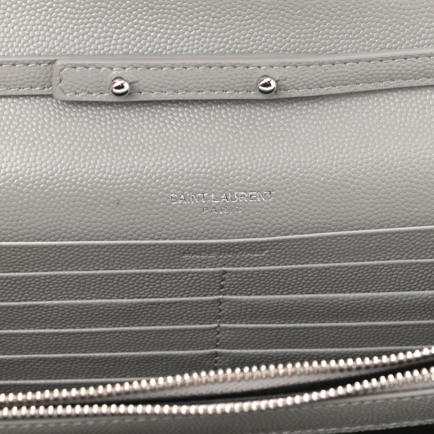 Saint Laurent Grain De Poudre Mixed Matelasse Triquilt Monogram Chain Wallet Fog 6 of 8