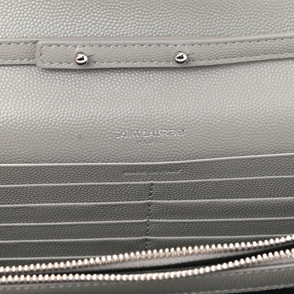 Saint Laurent Grain De Poudre Mixed Matelasse Triquilt Monogram Chain Wallet Fog 6 of 8