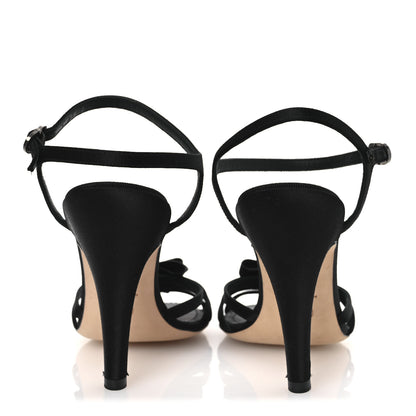 Chanel Satin Crystal CC Bow Sandals 38 Black 6 of 12