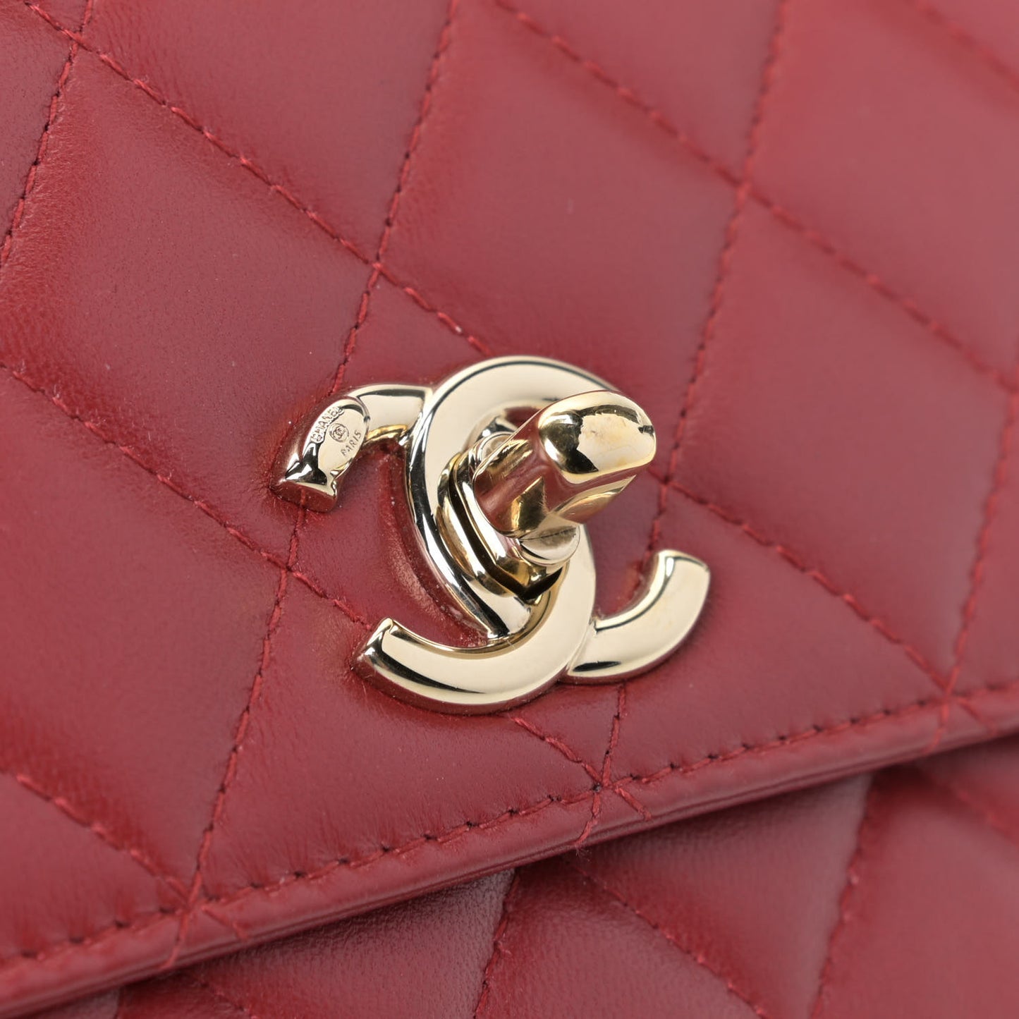 Lambskin Quilted Trendy CC Wallet On Chain WOC Red