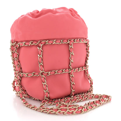Chanel Lambskin Bucket Chain Drawstring Bag Pink 3 of 10