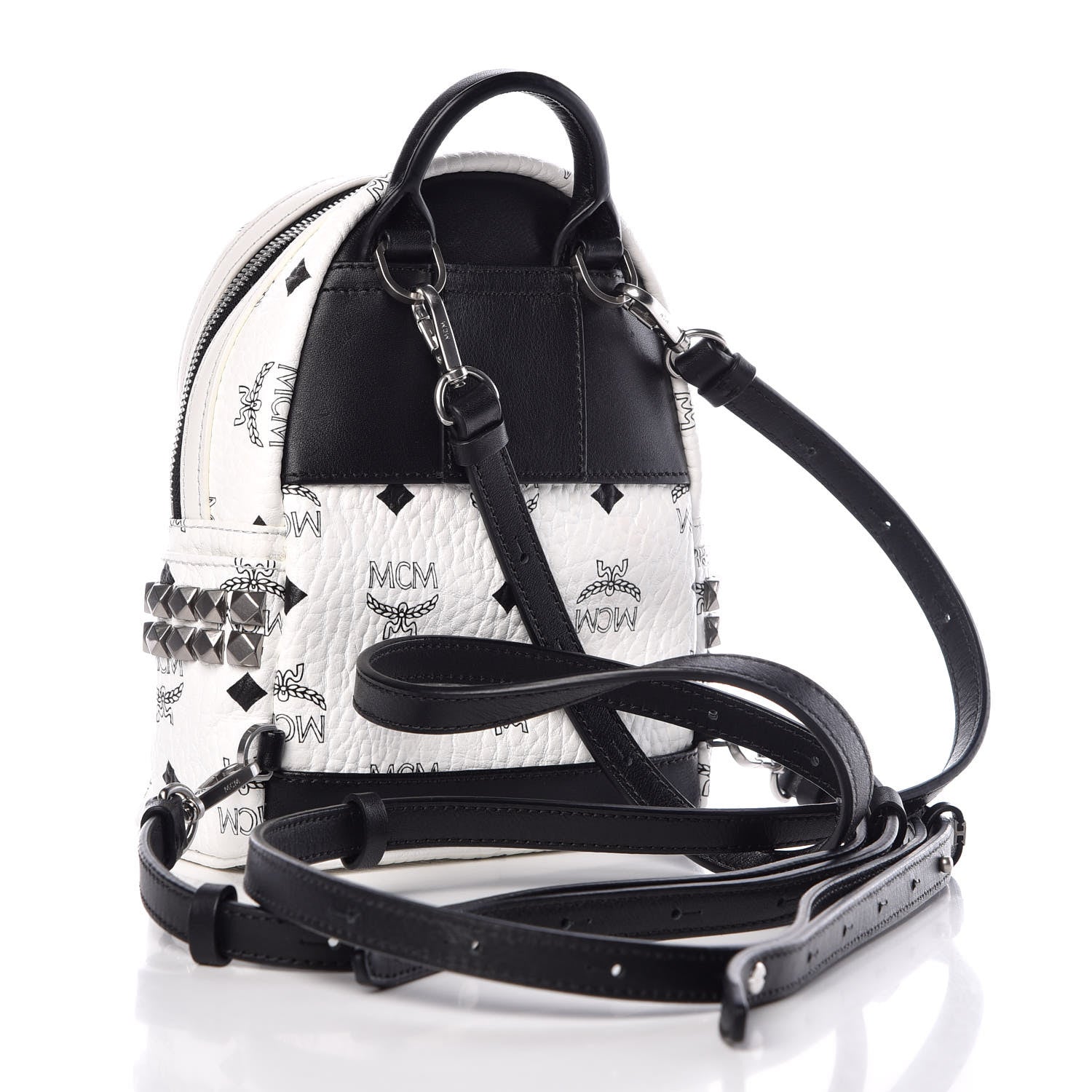 MCM Visetos Studded X-Mini Bebe Boo Backpack White 3 of 14