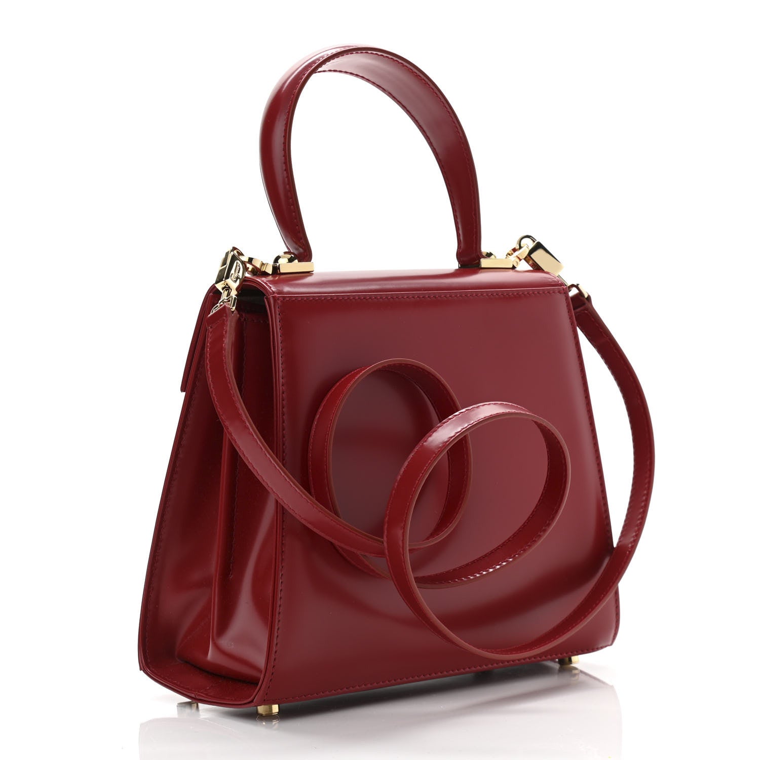 Salvatore Ferragamo Brushed Off Calfskin Small Iconic Top Handle Red 2 of 9