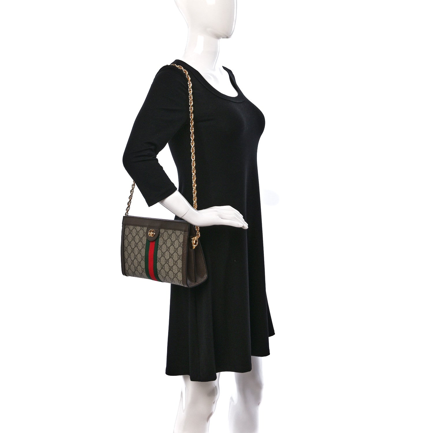 Gucci GG Supreme Monogram Web Small Ophidia Chain Shoulder Bag Brown 2 of 10