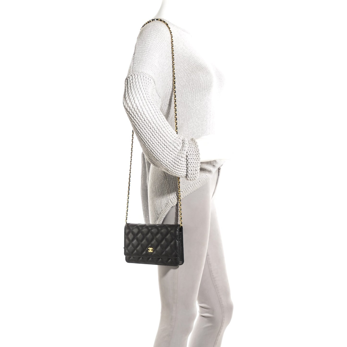 Caviar Quilted Wallet On Chain WOC Black
