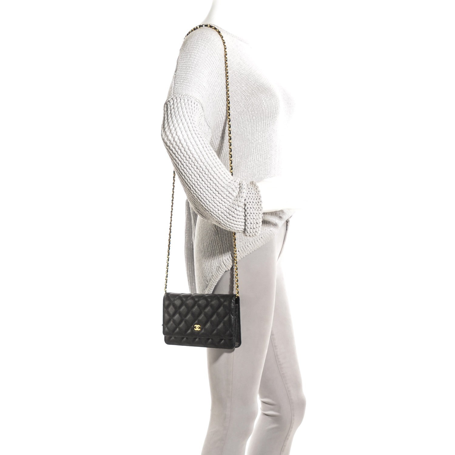 Chanel Caviar Quilted Wallet On Chain WOC Black 2 of 8