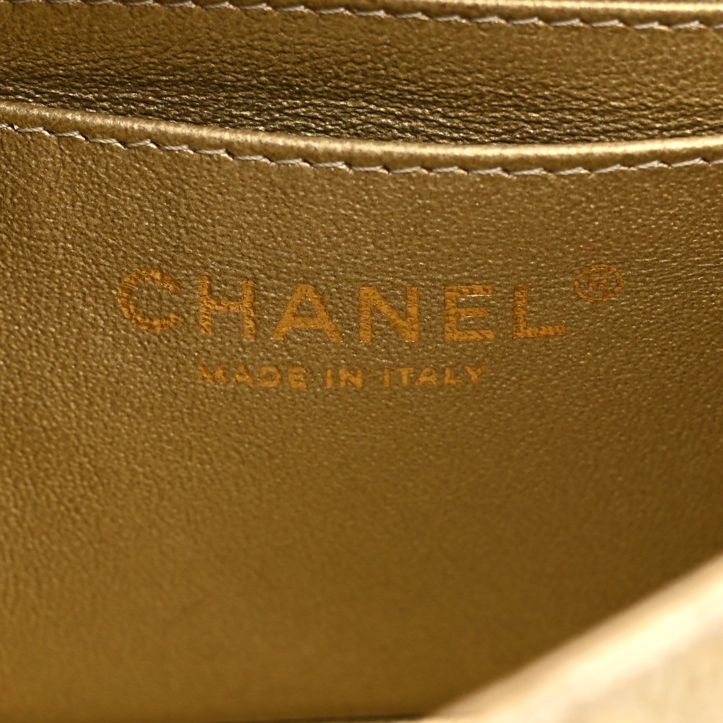 Metallic Caviar Quilted Mini Rectangular Flap Gold