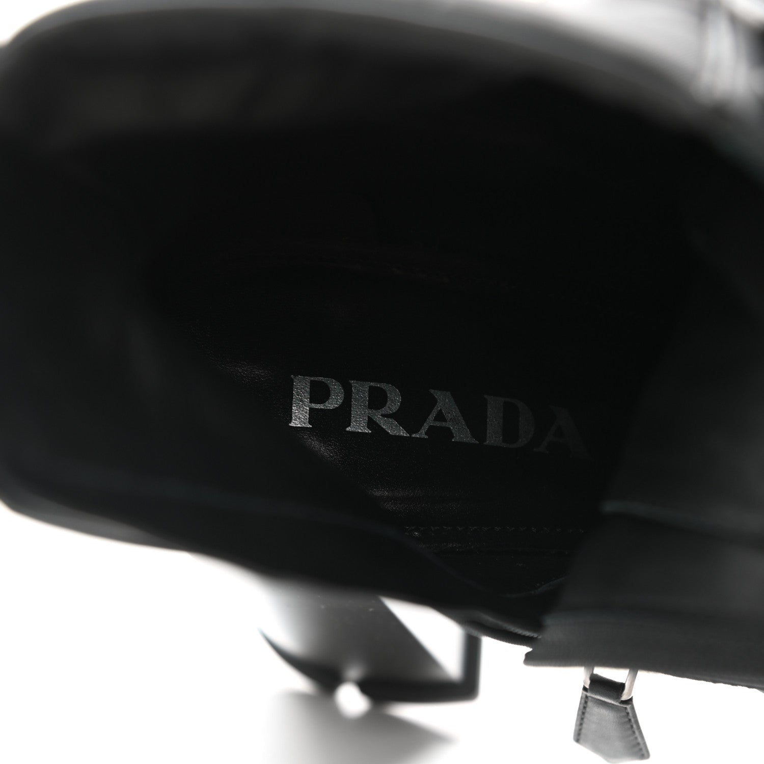 Prada Vitello Montana Re-Nylon Metal Triangle Logo 110mm Ankle Boots 38.5 Black 7 of 9