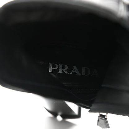 Prada Vitello Montana Re-Nylon Metal Triangle Logo 110mm Ankle Boots 38.5 Black 7 of 9