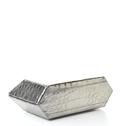 Nancy Gonzalez Metallic Crocodile Box Clutch Silver 4 of 7