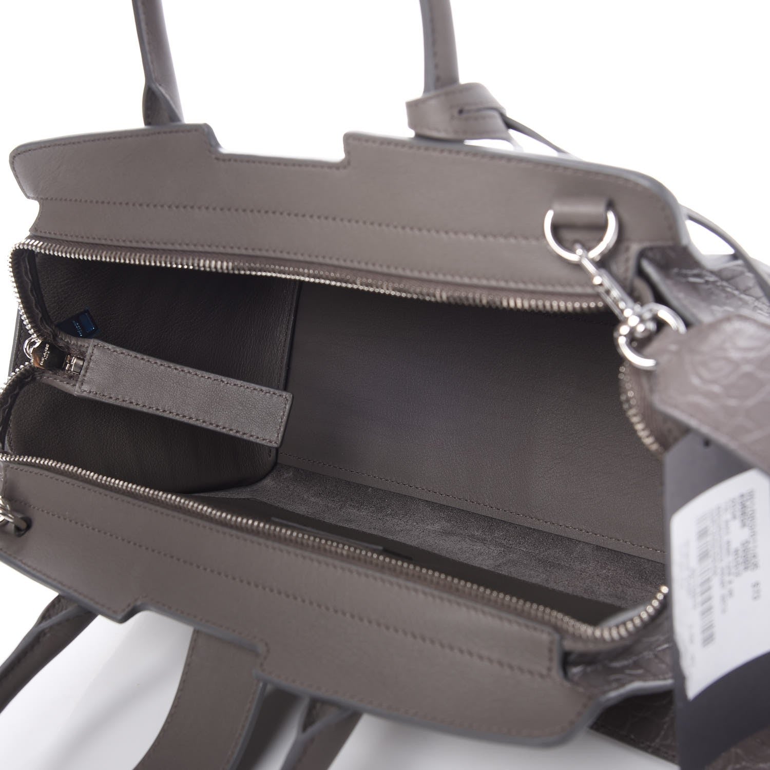 Saint Laurent Smooth Calfskin Crocodile Embossed Baby Monogram Downtown Cabas Earth 6 of 8
