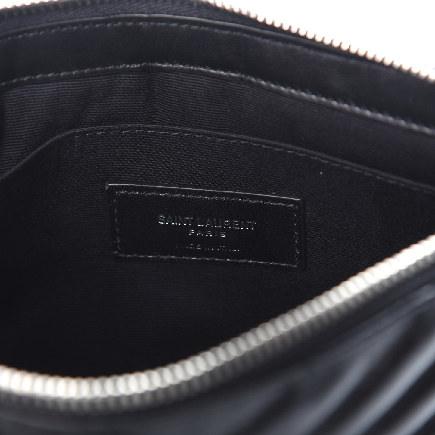 Calfskin Matelasse Chevron Monogram A5 Wristlet Black