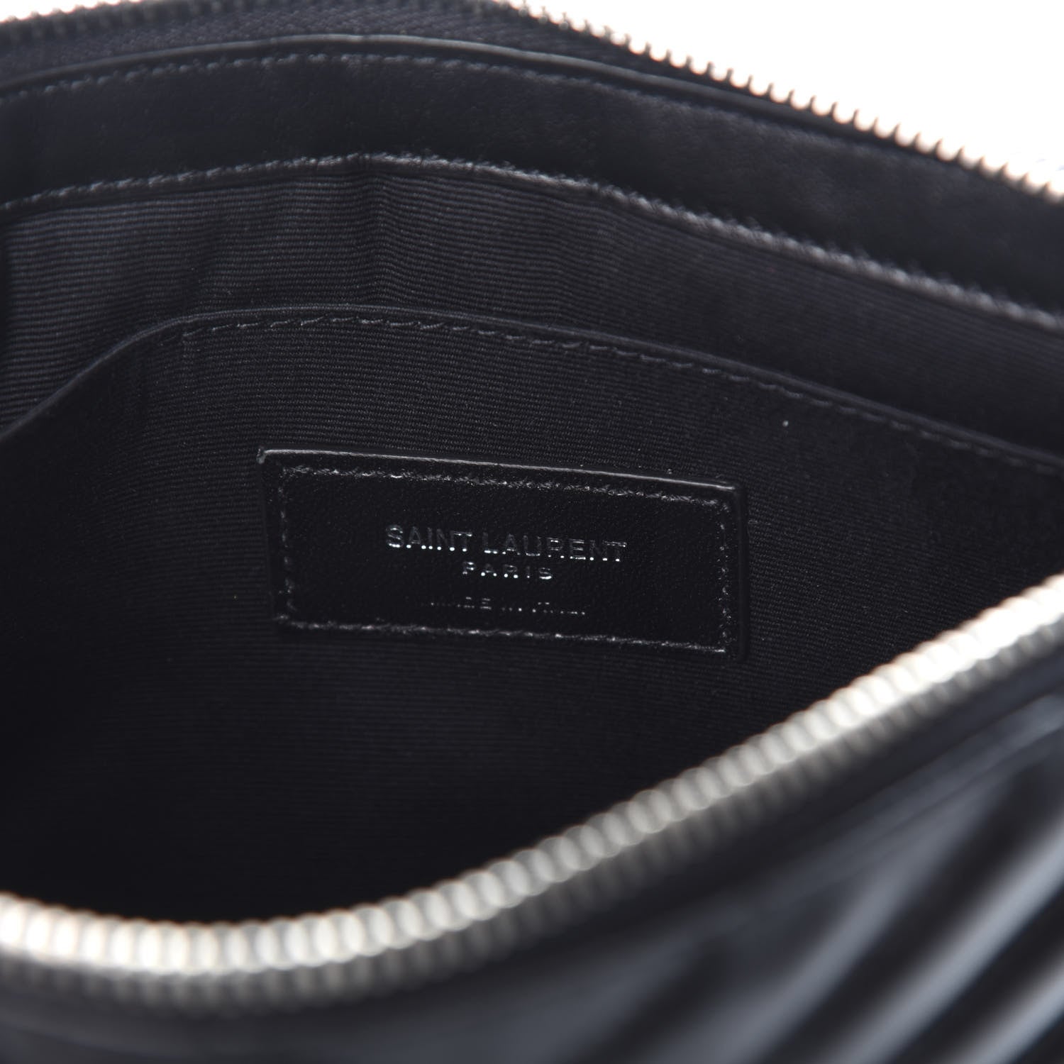 Saint Laurent Calfskin Matelasse Chevron Monogram A5 Wristlet Black 6 of 7