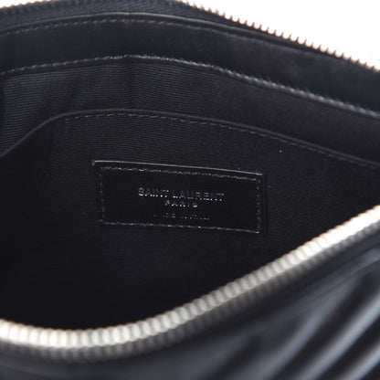 Saint Laurent Calfskin Matelasse Chevron Monogram A5 Wristlet Black 6 of 7