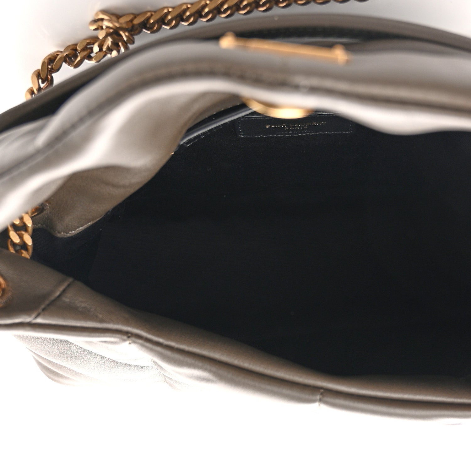 Saint Laurent Lambskin Quilted Small Loulou Puffer Monogram Chain Satchel Dark Ganache 5 of 10