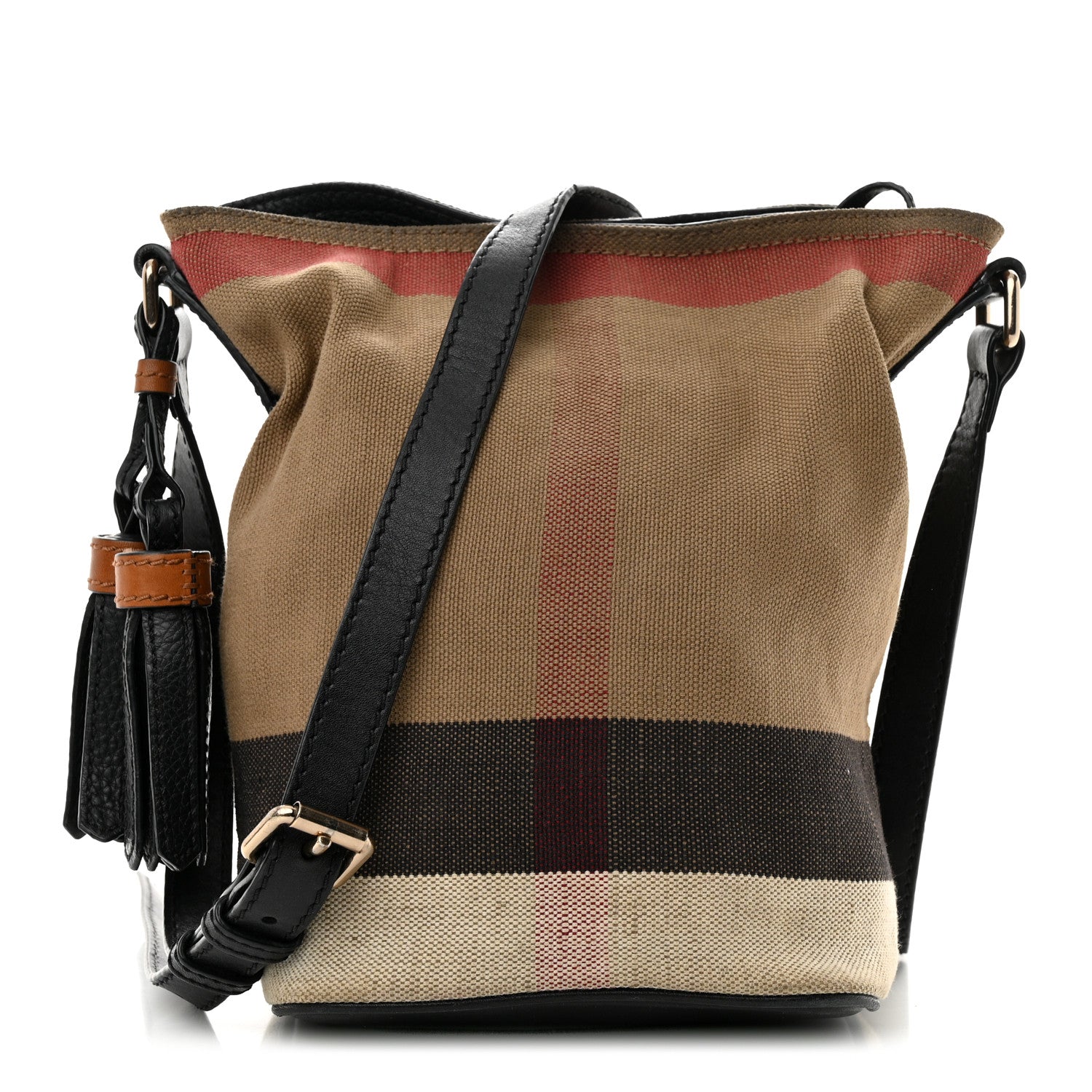 Burberry Canvas Mega Check Mini Ashby Tassel Crossbody Black 1 of 12