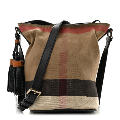 Burberry Canvas Mega Check Mini Ashby Tassel Crossbody Black 1 of 12
