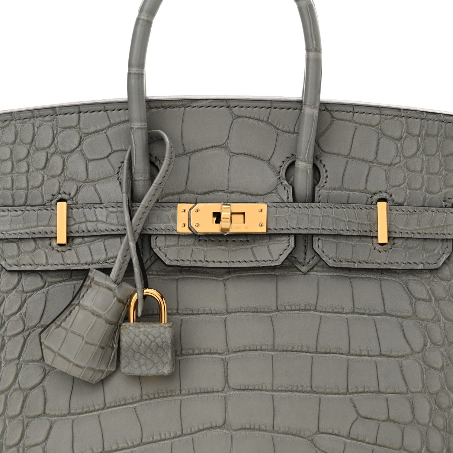Hermes Matte Alligator Birkin Sellier 25 Gris Ciment 8 of 14