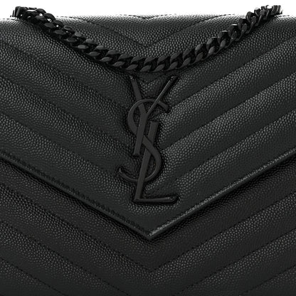 Saint Laurent Grain De Poudre Matelasse Chevron Monogram Monochrome Chain Wallet Black 8 of 12