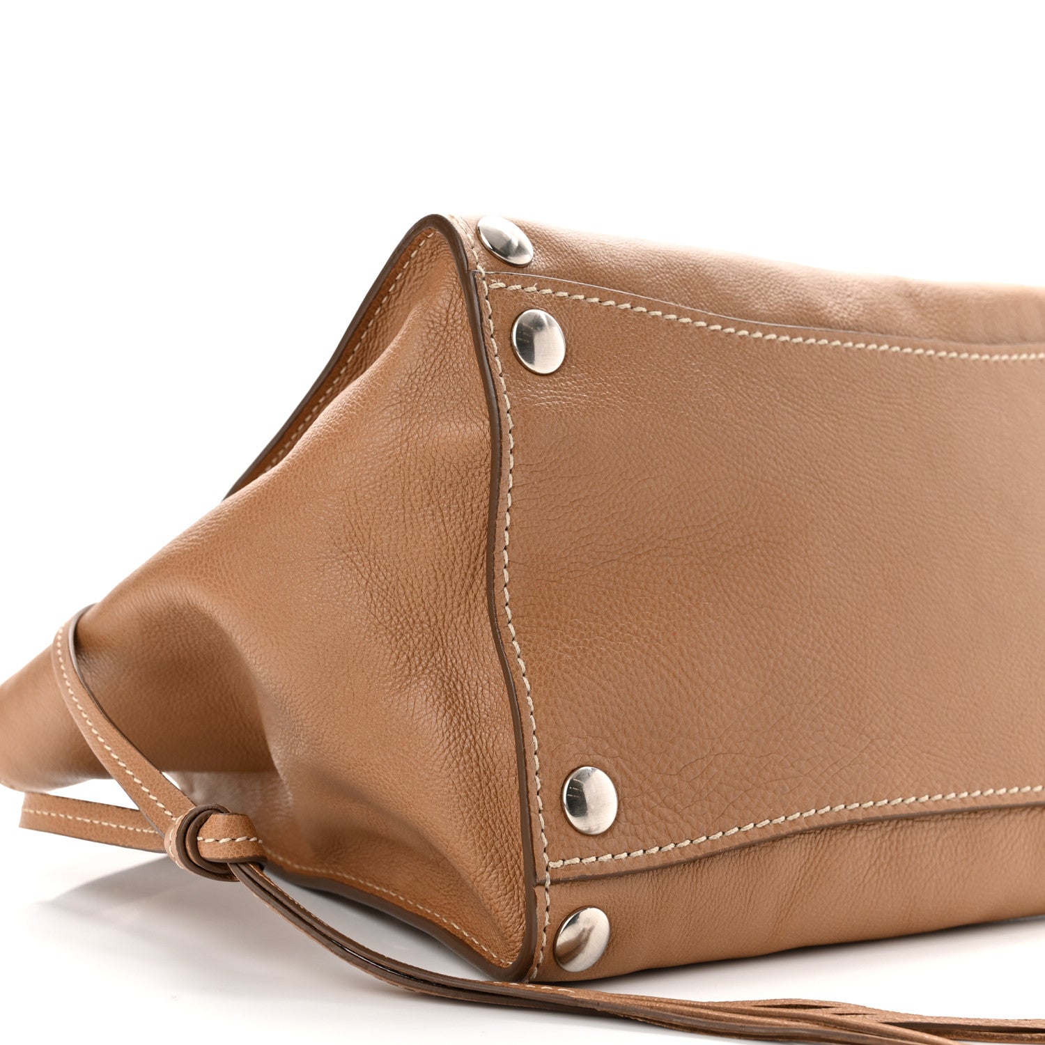 Prada Glace Calf Studded Twin Pocket Tote Caramel 8 of 11
