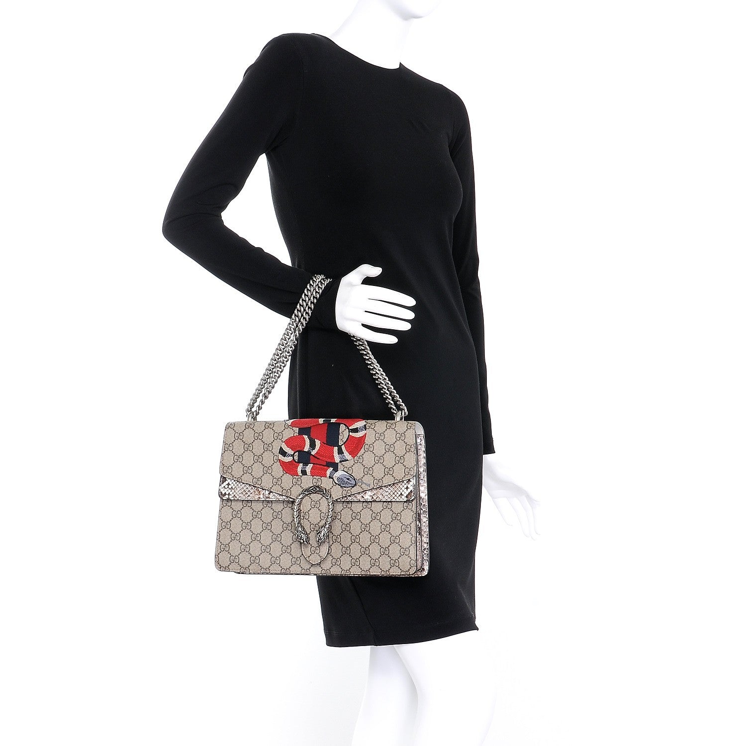 Gucci GG Supreme Monogram Kingsnake Embroidered Medium Dionysus Shoulder Bag Beige 3 of 8