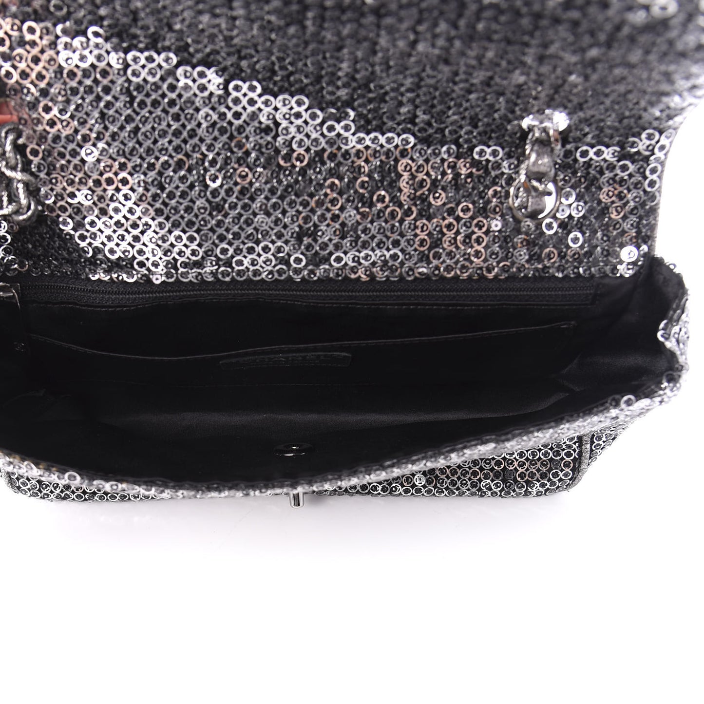 Sequin Mesh Medium Single Flap Silver