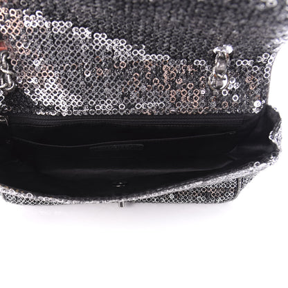Chanel Sequin Mesh Medium Single Flap Silver 5 of 14