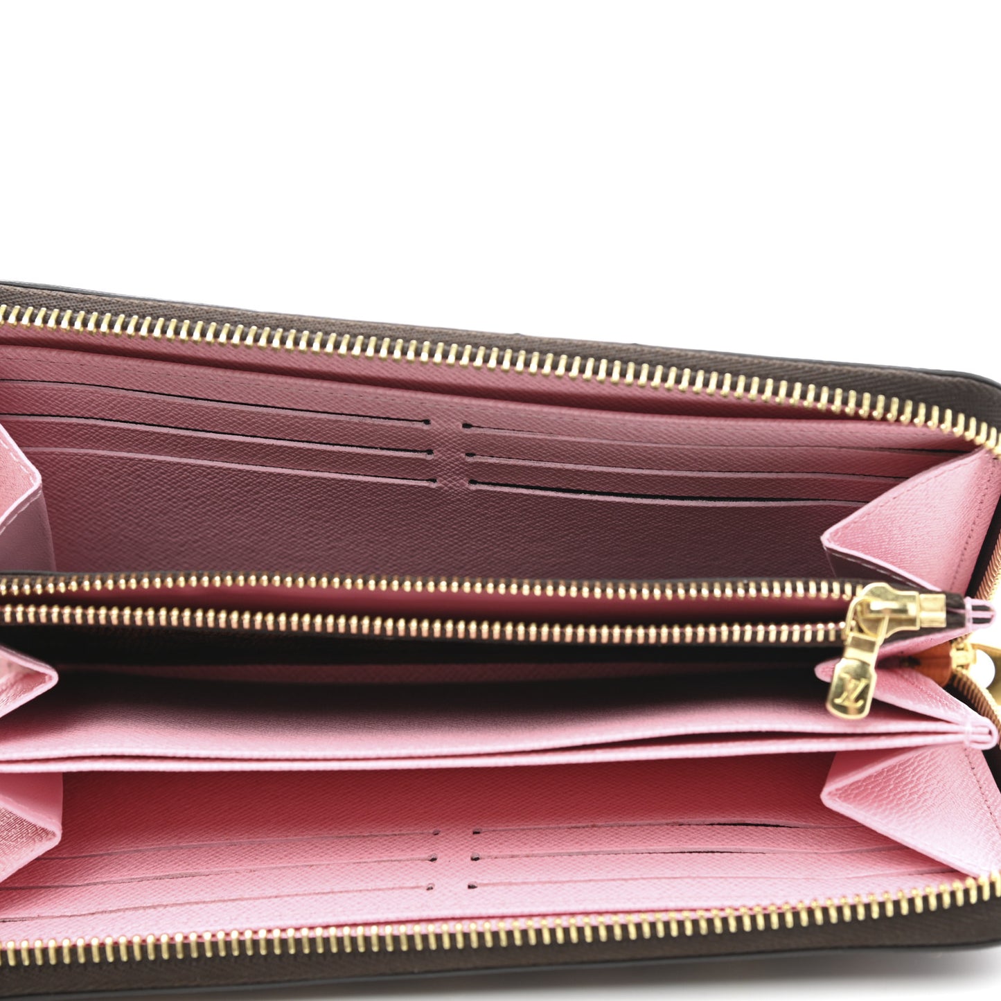 Damier Ebene Studded Zippy Wallet Rose Ballerine