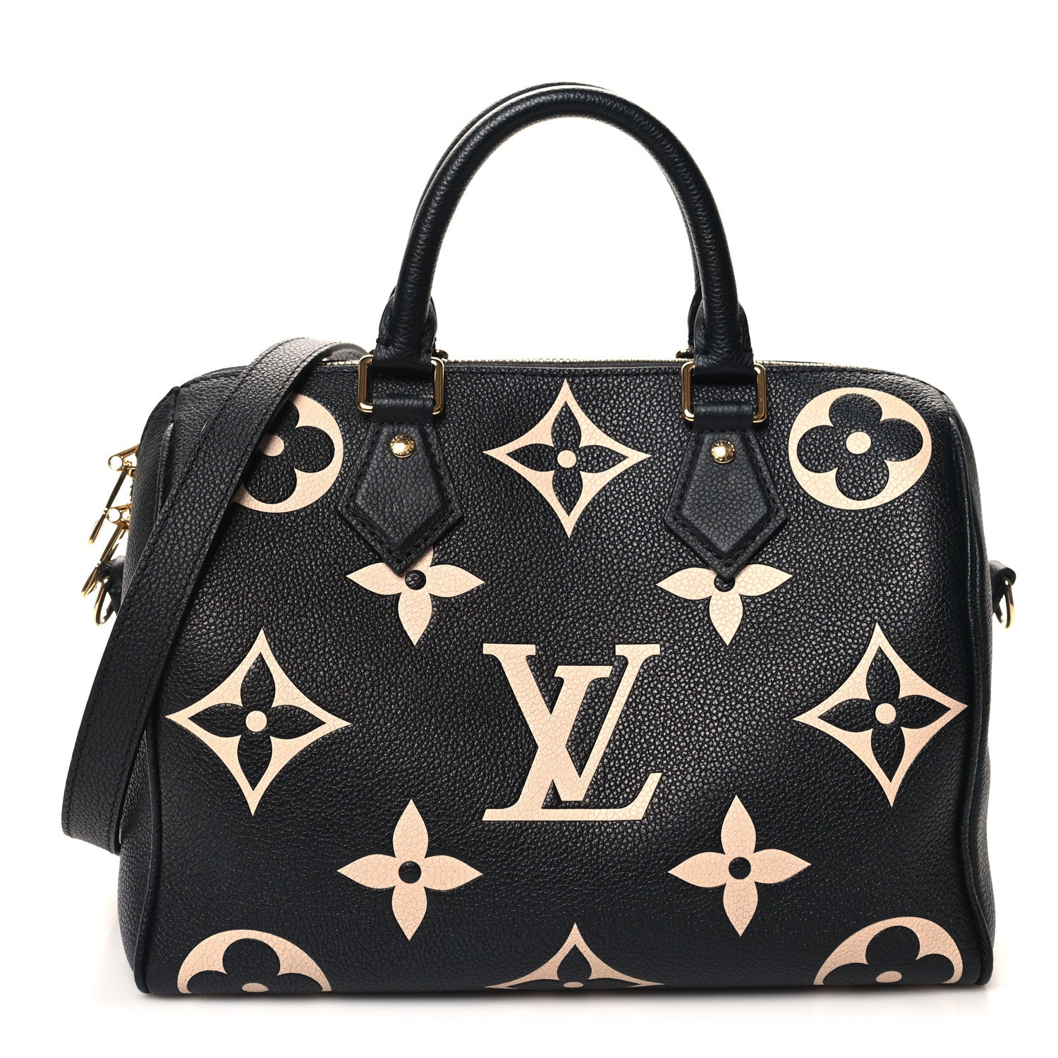 Louis Vuitton Empreinte Monogram Giant Speedy Bandouliere 25 Black Beige 1 of 9