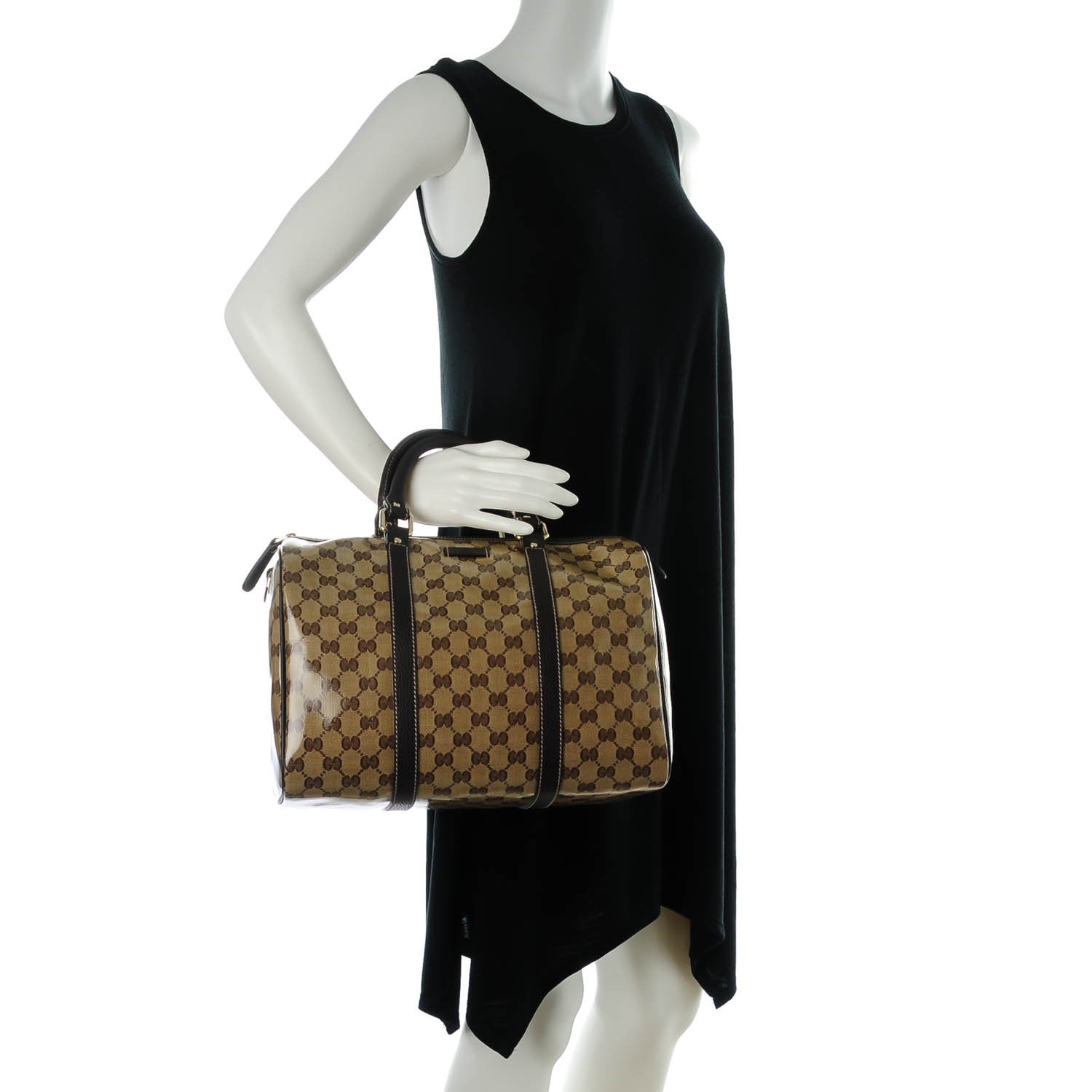 Gucci Crystal Monogram Dollar Calfskin Medium Joy Boston Beige Ebony Testa di Moro 2 of 7