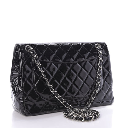 Chanel Patent Quilted Jumbo Double Flap Black 3 of 9