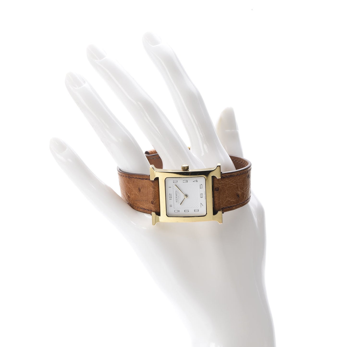 Stainless Steel Ostrich 26mm Heure H Hour Quartz Watch Brown