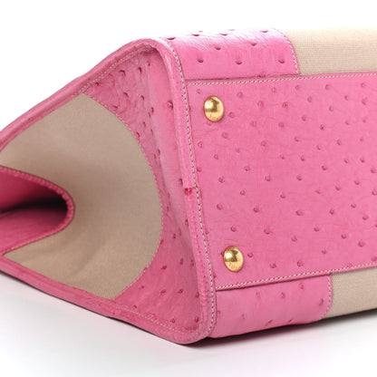Prada Canapa Ostrich Shopping Tote Corda Geranio 8 of 10