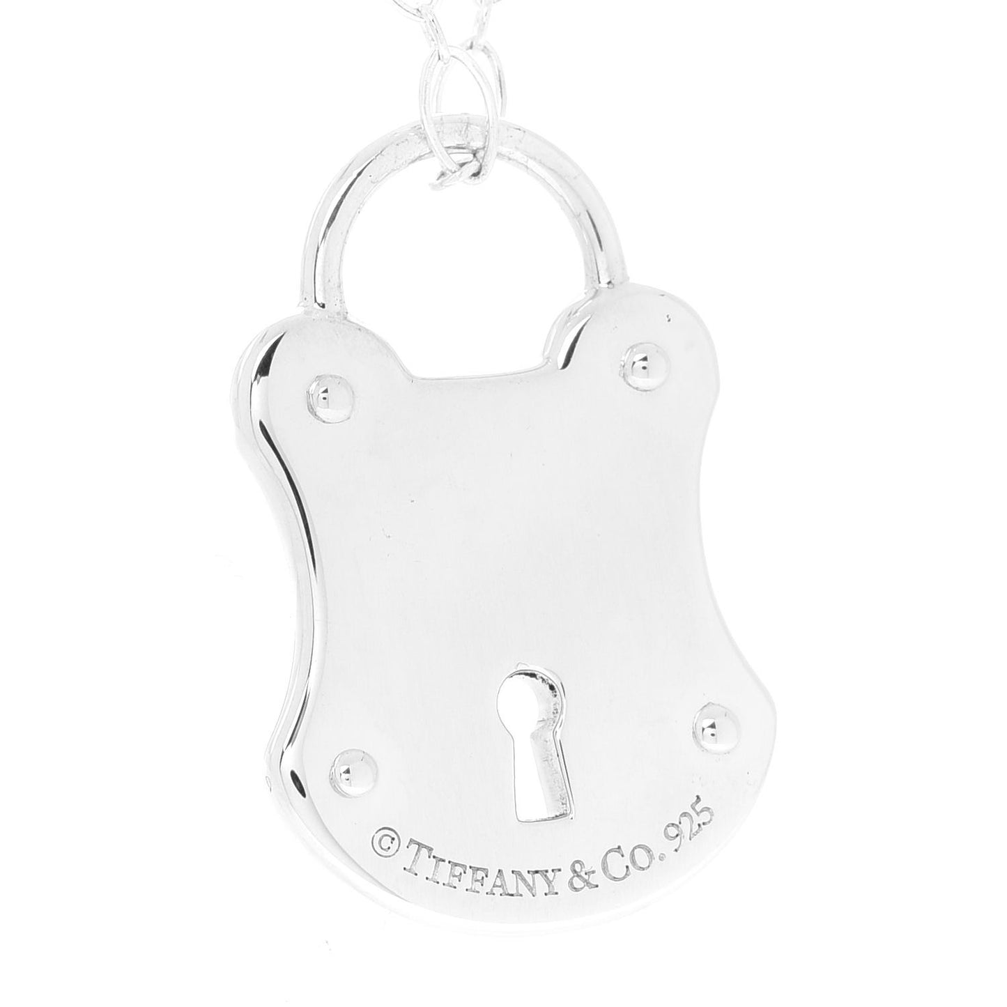 Sterling Silver Diamond Lock Pendant Necklace