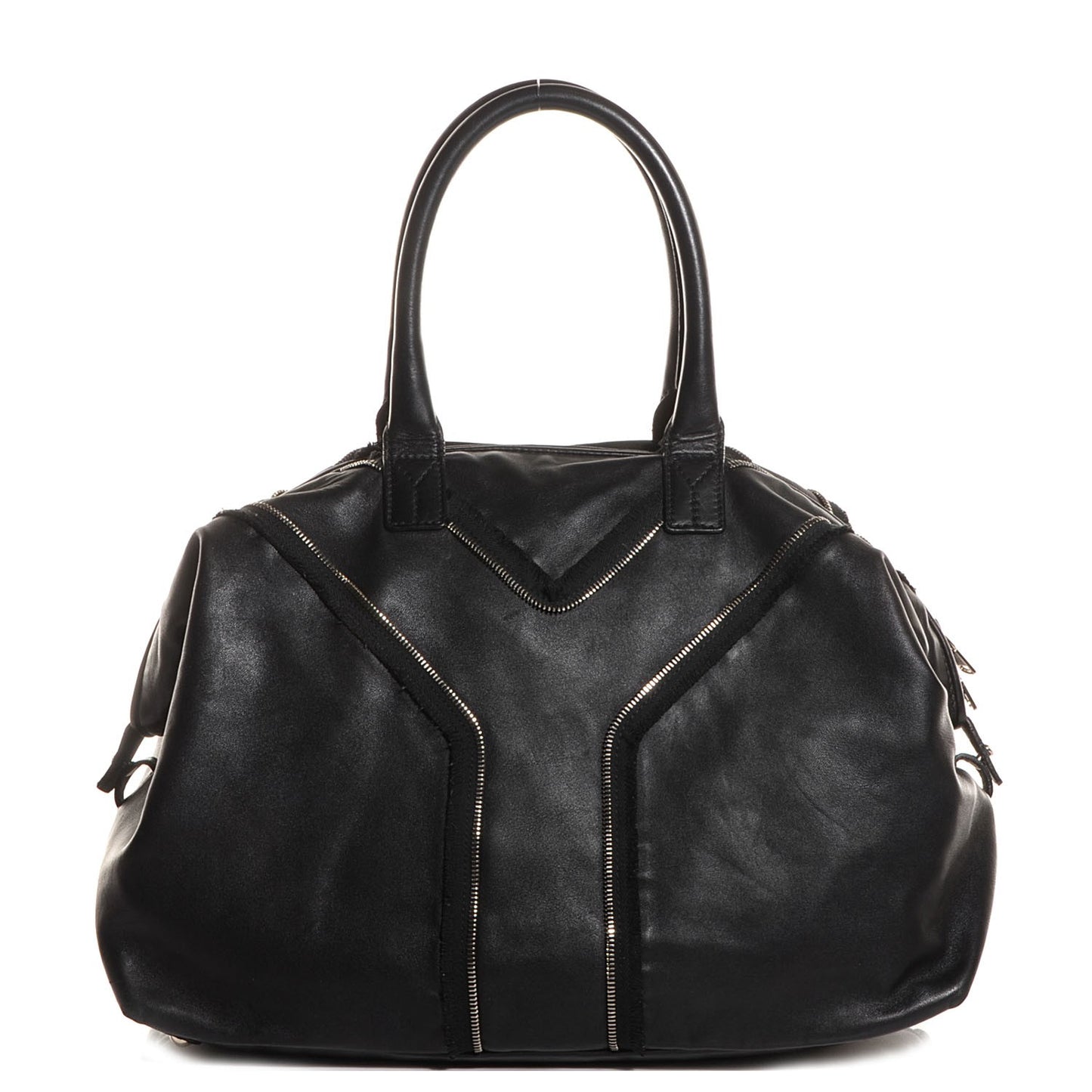 Coated Lambskin Large Easy Y Rock Bag Black