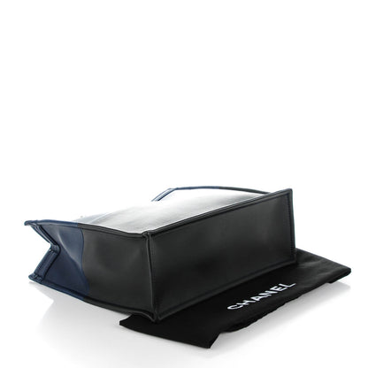 Chanel Calfskin Bi-Color Large Boy Tote Black Navy 4 of 7