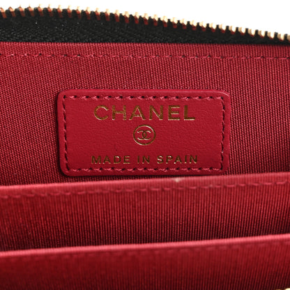 Chanel Lambskin Quilted Chanel 19 Zip Around Coin Purse Wallet Black 6 of 8