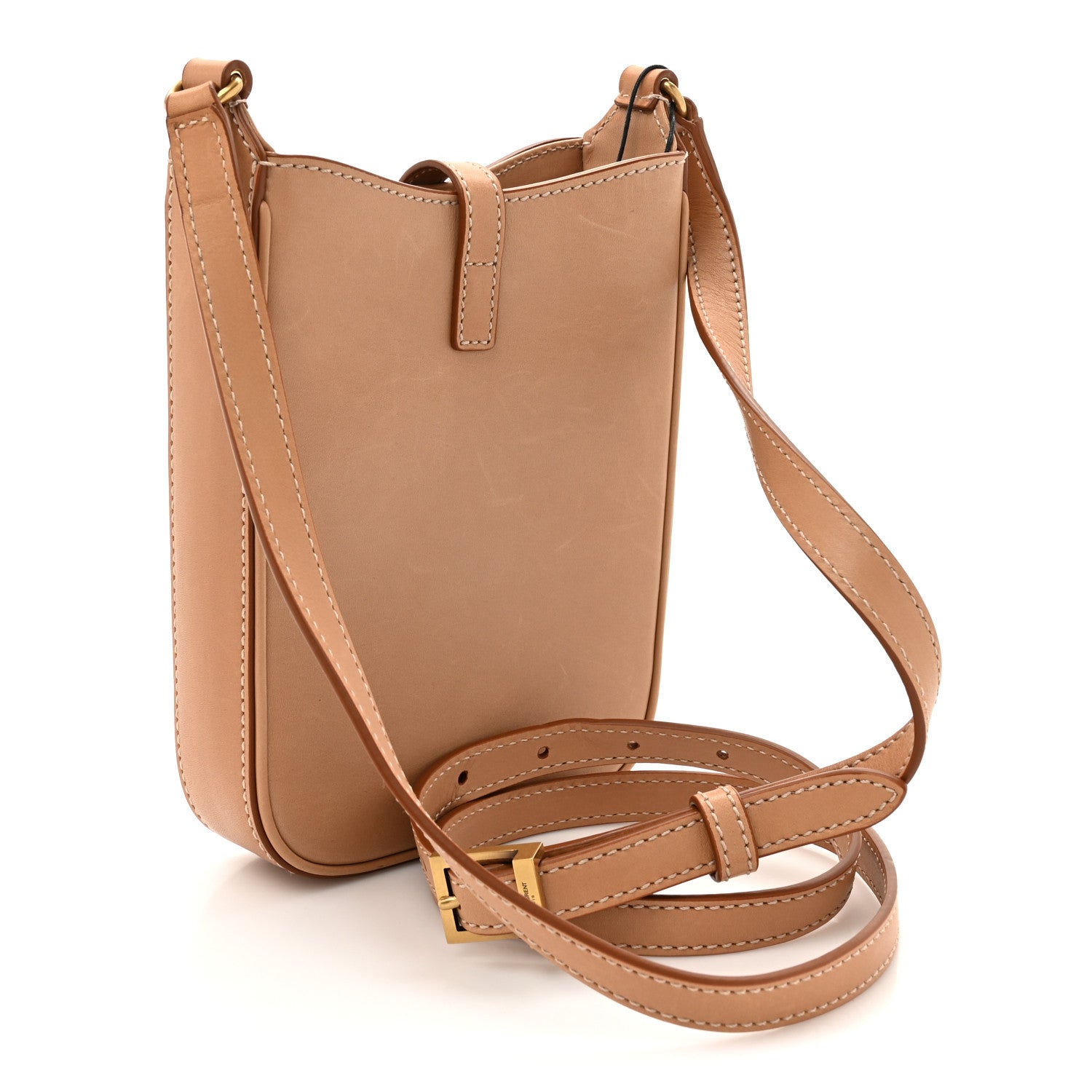 Saint Laurent Smooth Calfskin Le 5 A 7 Vertical Hobo Brown Gold 3 of 11