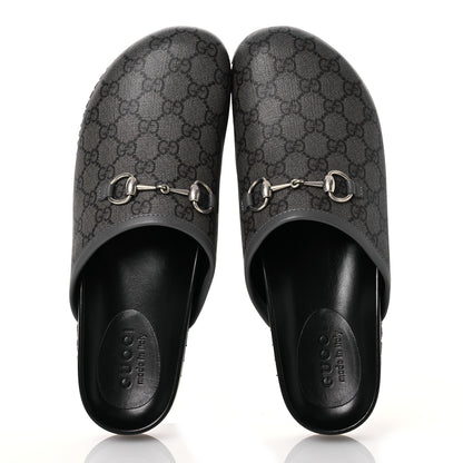 Gucci GG Supreme Monogram Granada Kid Mens Horsebit Lug Sole Mules 9 Grey Black 3 of 11