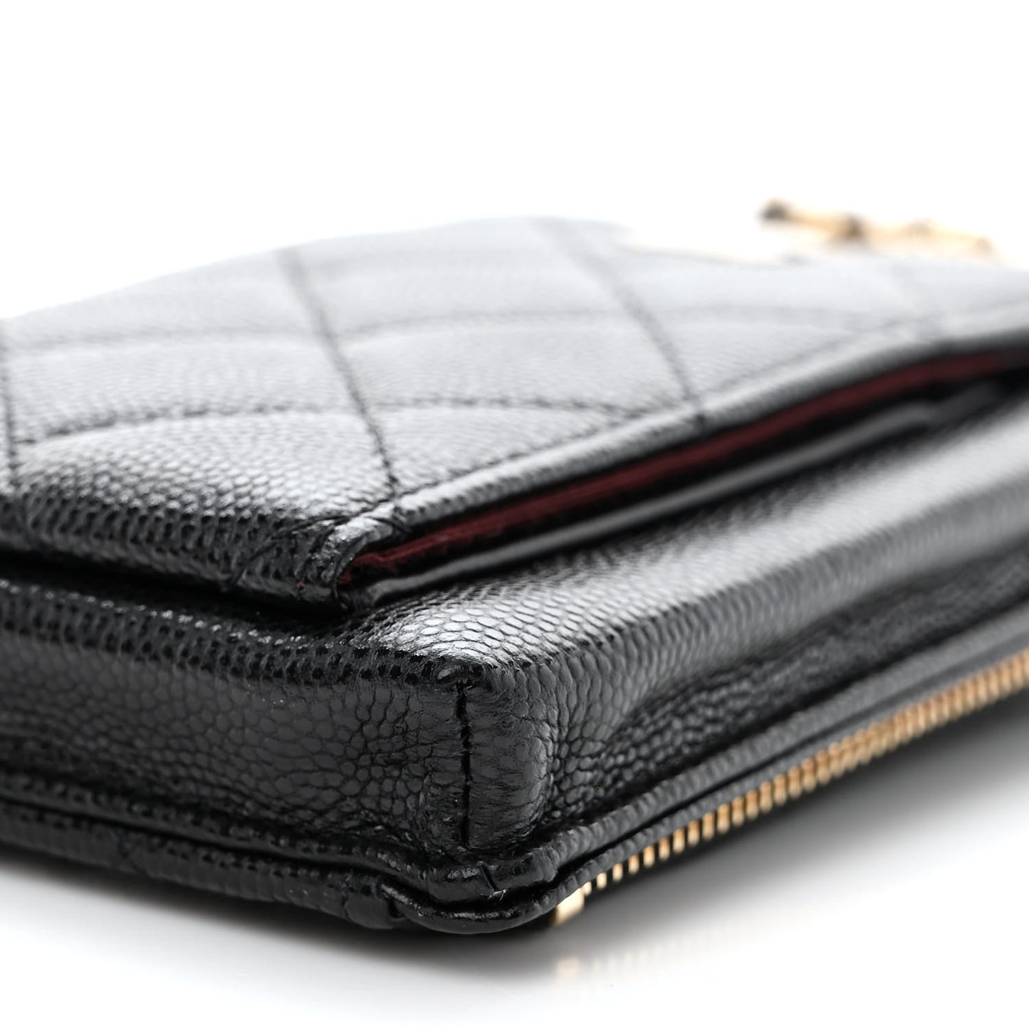 Caviar Quilted Zip Phone Case Black