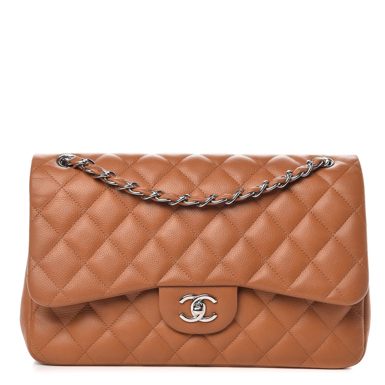 Chanel Caviar Quilted Jumbo Double Flap Light Brown 1 of 11