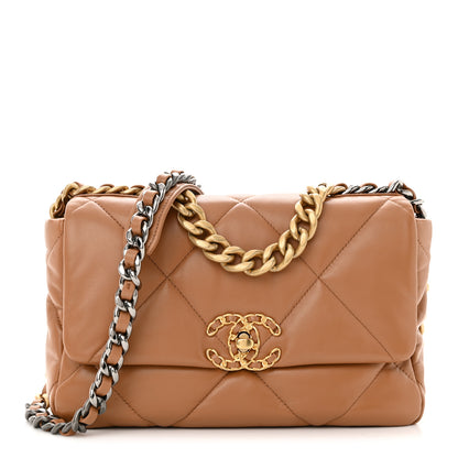 Chanel Lambskin Quilted Medium Chanel 19 Flap Brown 1 of 10