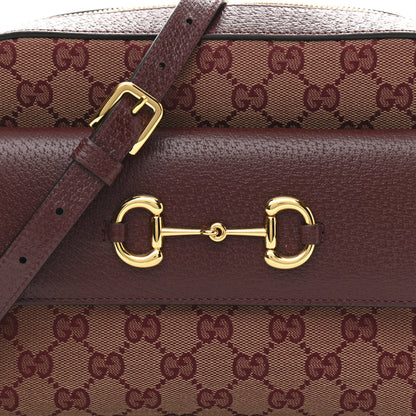 Gucci Monogram Textured Dollar Calfskin Small Horsebit 1955 Shoulder Bag Sahara Rubino Chardonnay 8 of 10