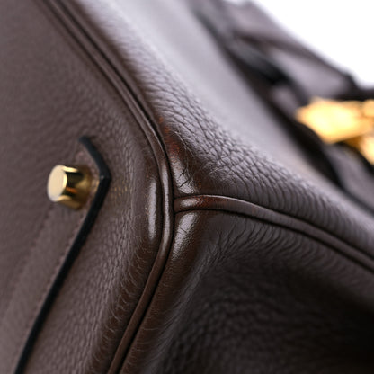 Hermes Taurillon Clemence Birkin 35 Chocolate 8 of 14
