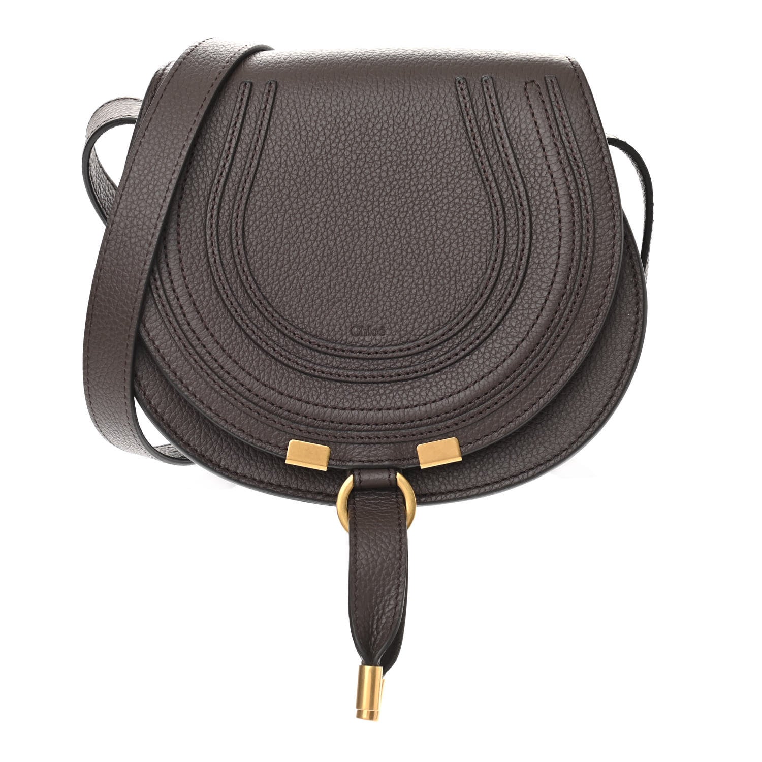 Chloe Calfskin Mini Marcie Round Crossbody Bag Bold Brown 1 of 10