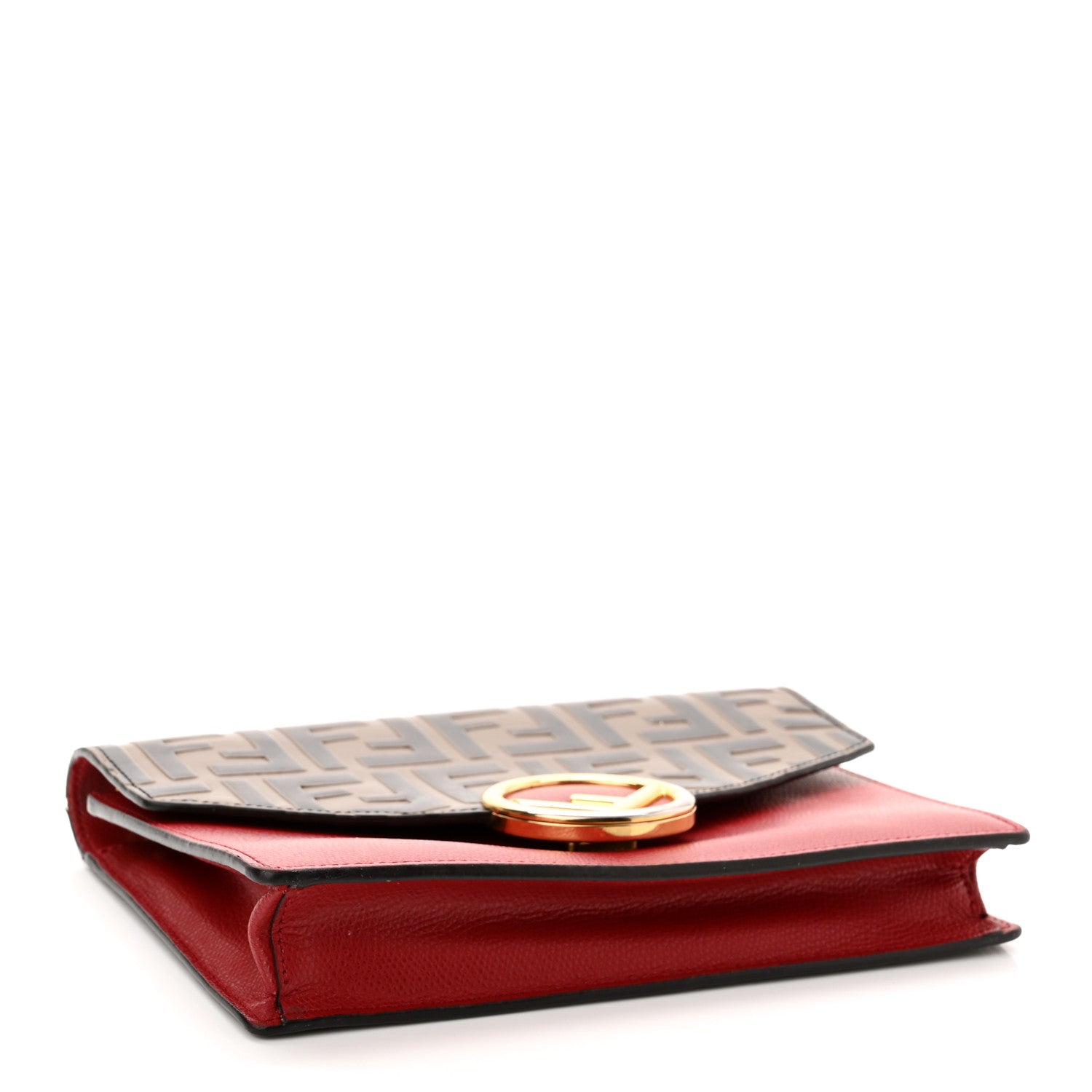 Fendi Vitello Cruise F is Fendi FF 1974 Embossed Medium Envelope Wallet On Chain Fragola Maya Black 4 of 15