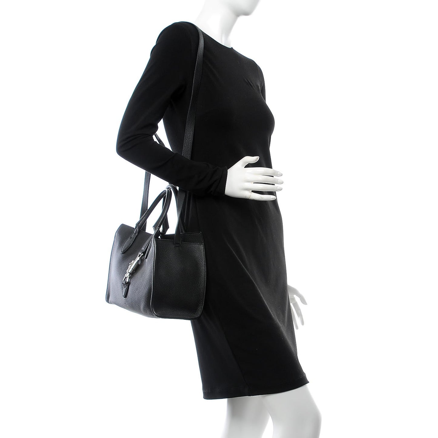 Soft Calfskin Small Jackie Top Handle Bag Black