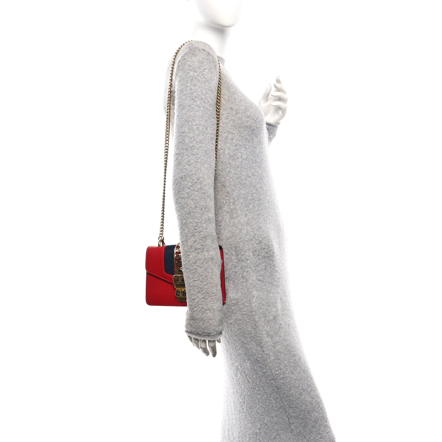 Gucci Calfskin Mini Sylvie Chain Shoulder Bag Hibiscus Red 2 of 10